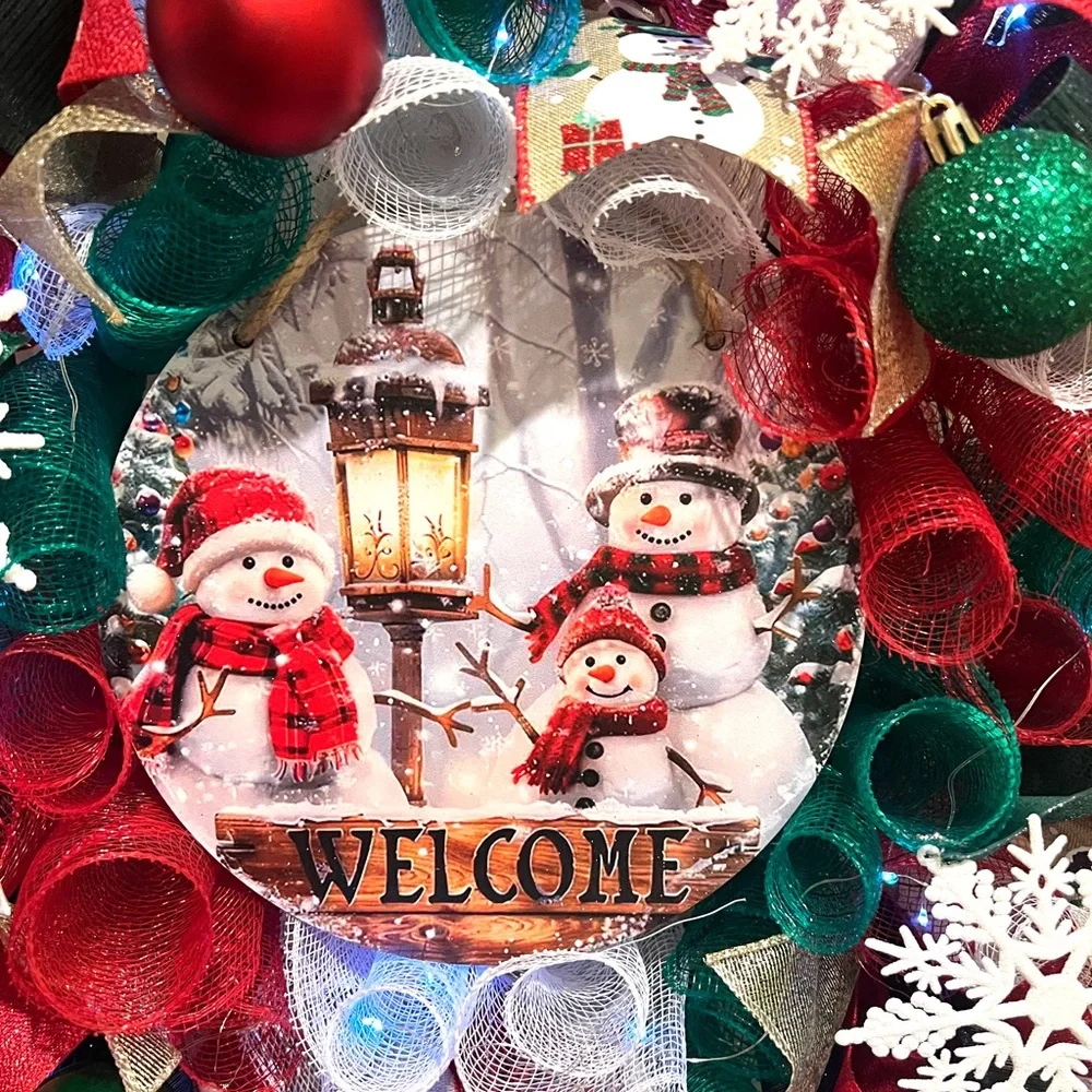 Handmade Christmas Snowman Wreath & Swag Bundle 22” W88